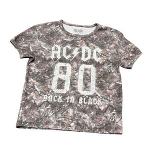 ACDC Band Tee 80 Back In Black Camo Realtree Style Baby Tee T Shirt Size M Women